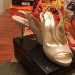 Taupe patten leather heels